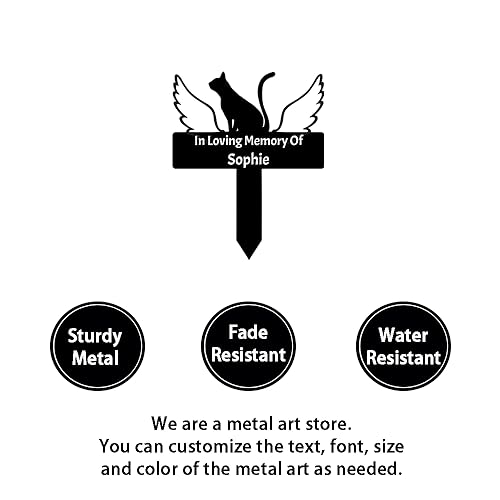 image for GRJIRAC Custom Cat Memorial Stake Metal Grave Marker, Personalized Cat