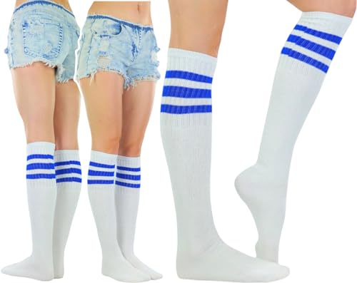 Image of ToBeInStyle Unisex Knee High Cotton Tube Athletic Thick Socks w /Stripe Top