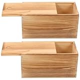 PartyKindom 2 piezas Caja de Almacenamiento de Madera Ligera con Tapa Deslizante Resistente para Joyas y Pequeños Objetos de Unidades Diseño Simple y Protección Duradera