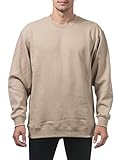 Pro Club Men's Heavyweight 13oz Crew Neck Fleece Pullover Sweatshirt, Khaki, Large
