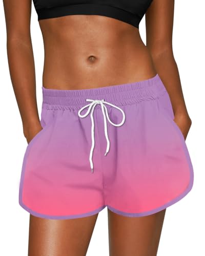 Image of For G and PL Women Summer Floral Beach Boardshorts with Pockets Swim Trunks