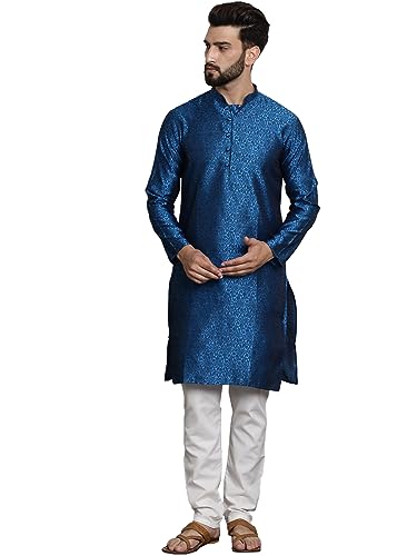 Image of SOJANYA (Since 1958 Men's Silk Blend Self Design Kurta and Churidar Pyjama Set