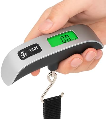 Digital Luggage Scale – 110lb/50kg Capacity, LCD Display, Portable Hanging Travel Scale with Rubber Grip, Precision Sensor, Battery Included