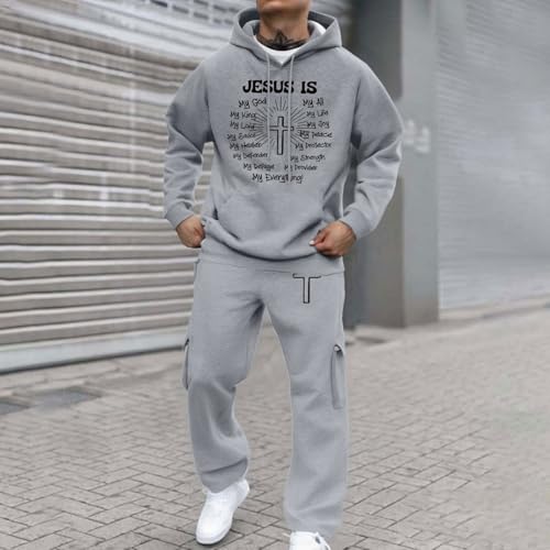 Ensemble homme confort gris M avec sweat capuche imprimé - 3