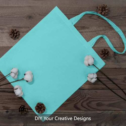 Image of TOPDesign 24-Pack Economical 16 inchx15 inch Aqua Blue Cotton Tote Bags, Lightweight Medium Reusable Grocery Shopping Cloth Bags, Suitable for DIY, Advertising, Promotion, Gift, Activity