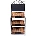 MyGift Fruit Stand and Produce Stand with Burnt Wood Trays, Bakery Display Rack, Bread Display Shelf, 3-Tier Vintage Metal Design with Chalkboard Signs