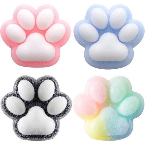 Sinirttou 4 Pezzi Giocattoli da Spremere Zampe di Gatto, Taba Squishy Paw, Squishy Giocattolo Sensoriale per Ansia Relief, Giocattoli da Spremere Morbidi per Bambini Adulti