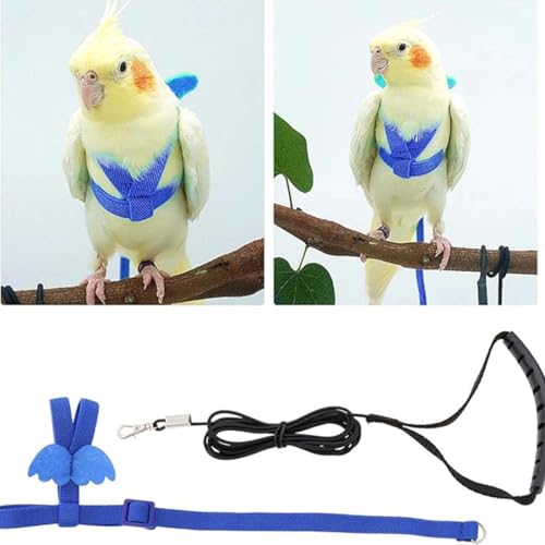 Verstellbares Geschirr für Papageien Vogel Geschirr Leine für draußen zum Trainieren von Fliegen Leine gegen Beißen elastisches Band für Vögel Papageien Kakadus Aras papagei nobby leine