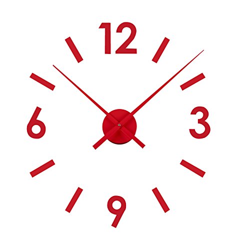 Versa 16660122 Reloj de pared adhesivo Rojo Pegatina, Dimensiones regulables