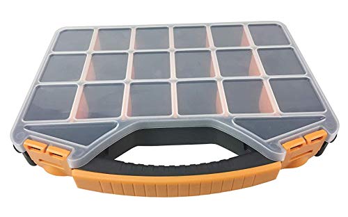 Hardware & Tool Storage Box With 18 Compartments. Excellent For Screws, Nails, Bolts, Sewing, Fishing & Tackle. Slim, Sturdy & Durable Design #TOP6