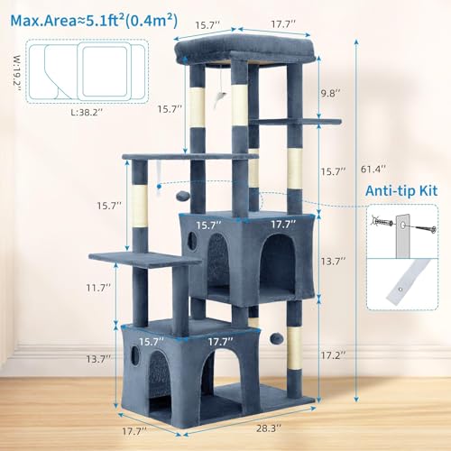 Árbol para Gatos de 61 Pulgadas para Gatos Grandes miniatura 3