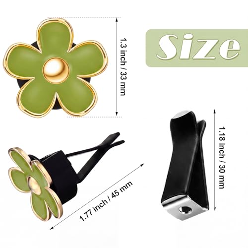 Image of Frienda 6 Pcs Daisy Flower Air Vent Clip Accessories Air Conditioning Outlet Clip Car Freshener Dashboard Accessories Charm Car Inter Decor(Green)