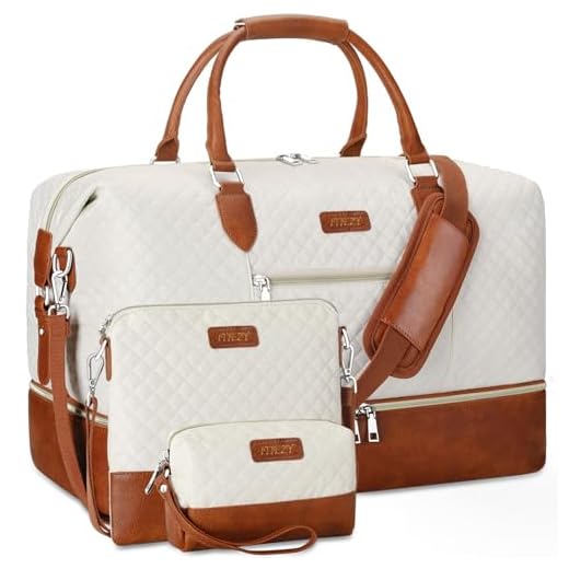 ITIEZY Bolsa De Fim De Semana Para Mulheres Bolsa De Viagem De Viagem Bolsa De Mão Para Passar A Noite Com Compartimento Para Sapatos Bolsa De Viagem Grande 21,5 Pol. 2-Bege