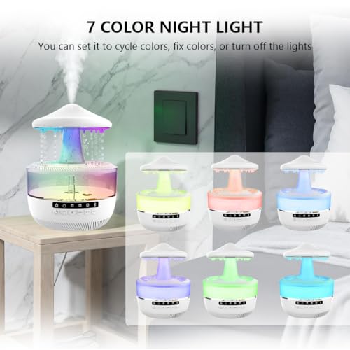 Humidificateur cascade 7 couleurs et diffuseur Bluetooth avec télécommande pour bureau - 4