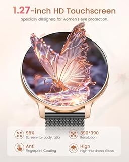RUXINGX Smartwatch Damen, 1.27" Smart Watch Rund mit Telefonfunktion, 24H SpO2 Pulsuhr, Fitnessuhr mit Schlafmonitor, 126 Sportmodi Schrittzähler IP68 iOS Android, Geschenk Uhren Frauen Schwarz Gold