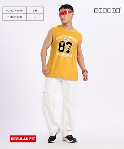 Image of SHODOX Men's 100% Cotton Tank Tops Round Neck Sleeveless Sports Loose fit Vest (Pack of 1)