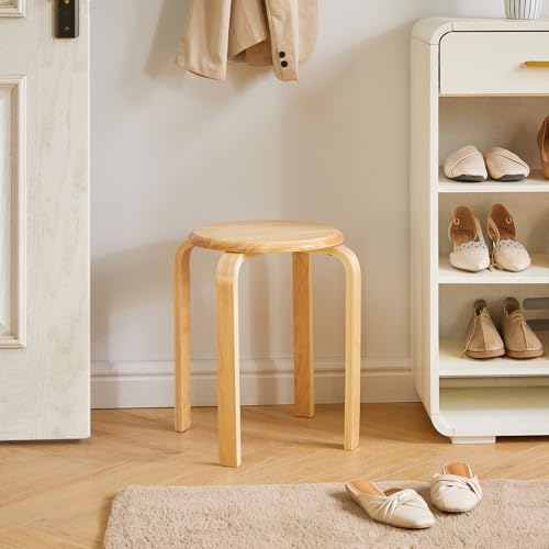 IBUYKE Juego de 4 taburetes Redondos de Madera, taburetes de Bar Silla apilable de Madera doblada Antideslizante sólida Taburetes apilables Cocina Oficina Silla de Fiesta RF-752-4 - imagen 8