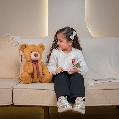 Image of Mirada Sitting Teddy Bear Soft Plush Toy | Brown Stuffed Animal for Kids & Toddlers | Soft Toys for Kids, Teddy Bears, Soft Teddy Bear, Stuffed Animals, Cuddle Toy, Cute Soft Toys, Baby Gift | 35cm