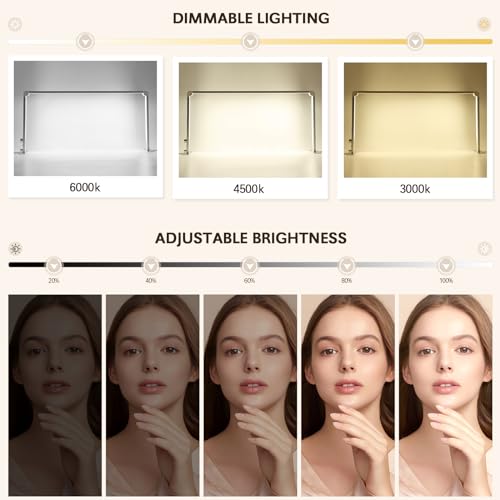 HomdMarket Half Moon Lamp 32inch Square Foldable Nail Desk Lamp 3000K-6000K Dimmable Nail Light for Desk 36W LED Nail Tech Lamp - Image 2