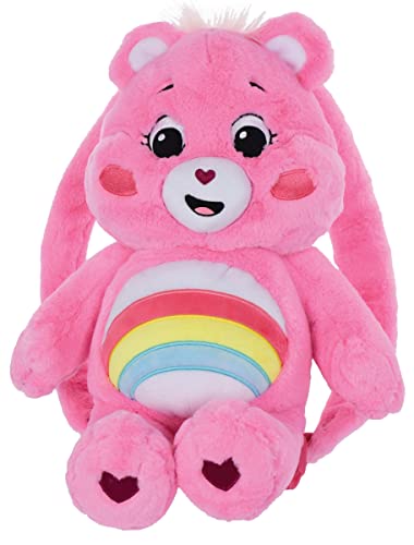 iscream Care Bears Cheer Bear Shaped 16x 12 Furry Backpack with Adjustable Straps And Zipper Closure