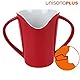 unisonoPLUS Nasenbecher Porzellan, Trinkhilfe 2 Henkel, Hilfsfunktion, Trinkhilfe, Tasse für Senioren, Gastro-Qualität (robust und zeitlos) (rot)