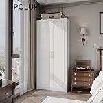 Metal Wardrobe Cabinet for Hanging Clothes, 71" Tall Armoire Wardrobe Closet with Hanging Rod, White Clothing Storage Cabinet with Doors and Shelves, Large Closet for Bedroom-Assemble Required - Image 2