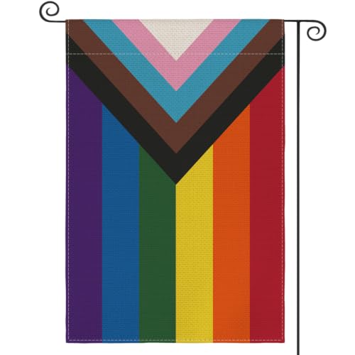 AVOIN colorlife Progress Pride LGBTQ Rainbow Garden Flag 12x18 Inch