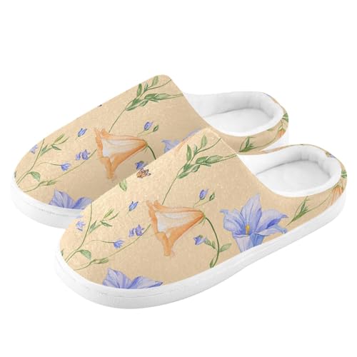 JUNZAN Cartoon Bellflower Peach Women Cotton Slippers Comfortable Memory Foam Indoor Shoes for Outdoor Birthday Presents 6-74