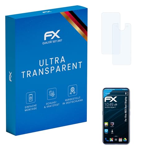 atFoliX Lámina Protectora de Pantalla compatible con Vivo NEX Dual Display/NEX 2 Película Protectora, ultra transparente FX Protector Película (Set de 3)