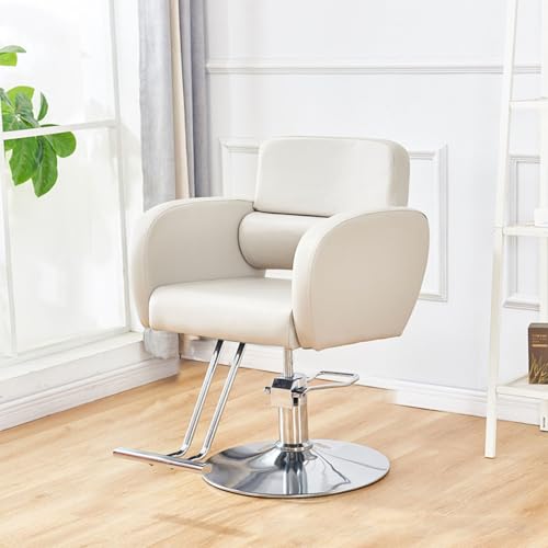 TFDRSEXVD Fotel fryzjerski z wytrzymałą pompą hydrauliczną, obrotowy fotel 360 stopni,White,round plate