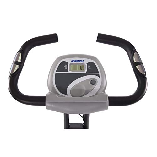 Stamina Cardio Folding Exercise Bike with Heart Rate Sensors and Extra Wide Padded Seat