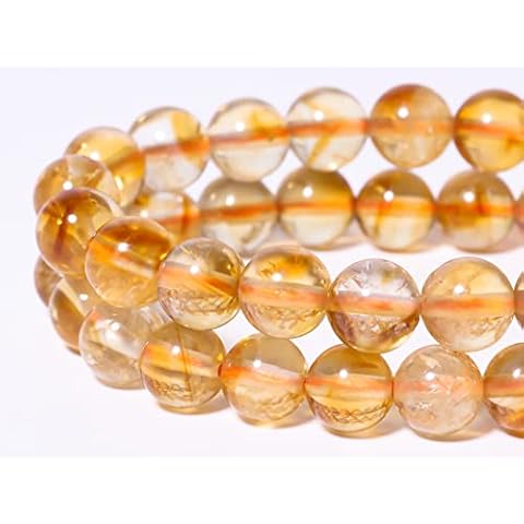 Song Xi 60Pcs A+++ 6mm Natural Citrine Beads Genuine Real Gemstone Beads Round Loose Beads for Bracelet Jewelry Making Bracelets Beads Stone Cover