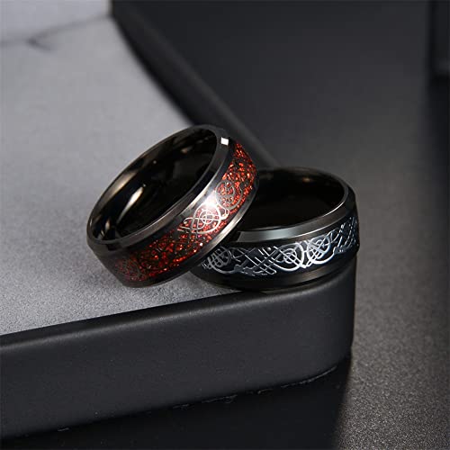 Image of HIJONES Unisex Carbide Fiber Celtic Dragon Spinner Ring Stainless Steel Wedding Spins Band