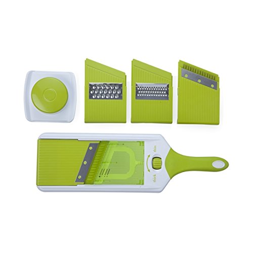 Brandani 54050 mandolina ABS regolabile con contenitore PS e lame SS, verde