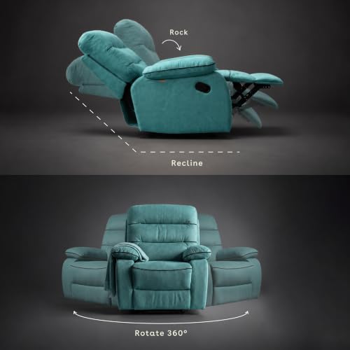 Image of Duroflex Avalon Grande - Recliner Chair| 3 Recline Modes with 3-Zone Back Support| Premium Suede Fabric| Plush Seating with Foam & Spring Support| 3 Year Warranty - Teal