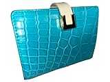 [GUODI] グォディ クロコダイル 本革 二つ折り 財布 TK-10CW037(Blue) クロコ ワニ革 わに革 鰐革 サイフ さいふ 折り財布 ユニセックス 男女兼用