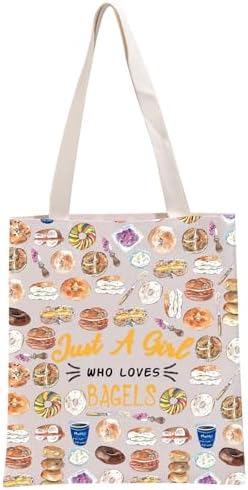 G2TUP Bagels Lover Gift Just Who Loves Bagels Tote Bag Bagel Taster Reusable Handbag Bread Enthusiasts Gift