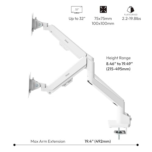 Image of Pixio Two PX248 Wave White 24 inch 200Hz FHD 1080p Resolution Fast IPS Panel 1ms GTG Response Time Gaming Monitor and PS1D Wave White Dual Monitor Arm - Fits up to 32 inches and 19.8lbs
