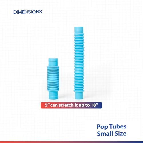 Image of Abley's Pop Tubes Sensory Fidget Toys - Multi-Color Crinkly Stretch Tubes for Kids - STEM Learning & Fine Motor Skills Development - Educational Toy Set (Small - 14 CM, 5 Pcs Set)