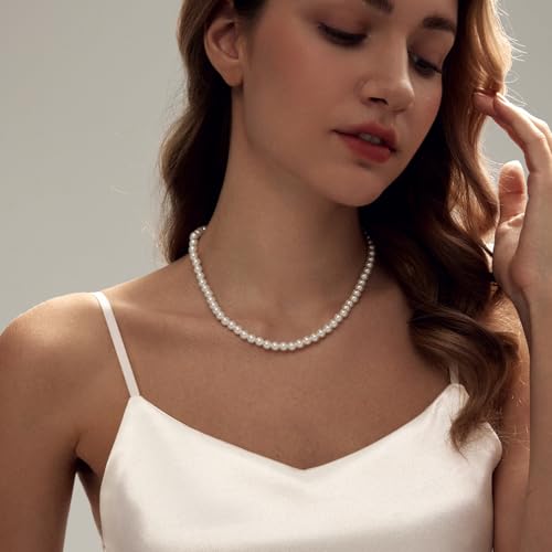 Image of Zeffy Pearl Necklace 4MM /6MM /8MM Dainty Round Imitation Pearl Choker Necklace Wedding Pearl Necklace Delicate Jewelry for Women Simple Bridesmaid Jewelry Gifts