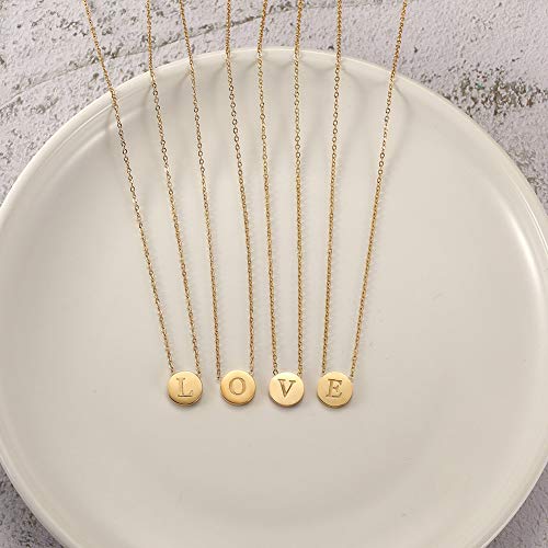 Ciunofor Necklace Gold Plated Round Disc Initial Necklace Engraved Letter Necklace With Adjustable Chain Pendant Enhancers For Women Girls (C) #TOP1