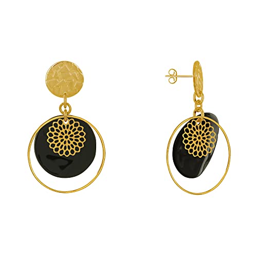 Boucles d'oreilles clous cercle nacre véritable dorée Les Poulettes Bijoux