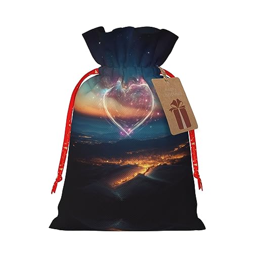 Shooting Star Heart - Bolsas de regalo de arpillera con cordón, bolsas de regalo de tela perfectas para Navidad