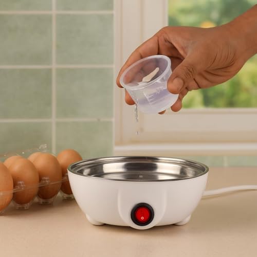 Image of Electric Egg Boiler | 3 Boiling Modes | Automatic Operation | Overheat Protection |75ml | Plastic | 7 Egg Poacher For Steaming, Cooking, Boiling And Frying, (350 Watts) (Multicolor)