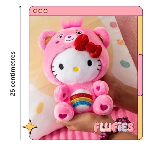 Image of Flufies Combo Valentines Teddy and Hello Kitty Plush Soft Toys - 25 cm Cat Toy as a Teddy Bear for Girls and Boys - Kawaii Stuff Doll for Kids Birthday - Anime Gifts for Fans