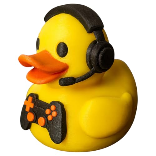 Generic - Gamer Duck Figurine with Headset and Controller – Funny Geek Desk Decor for Gamers and Streamers – Unique Gaming Gift for Teens and Adults – 3D Printed in Canada