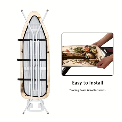 Image of Nuxovilar Stacked Fabrics Ironing Board Cover 15x54 Polyester | Iron Pad Scorch Guard laundry helper protective board shield home laundry room craft studio (Wildflower Fabric)