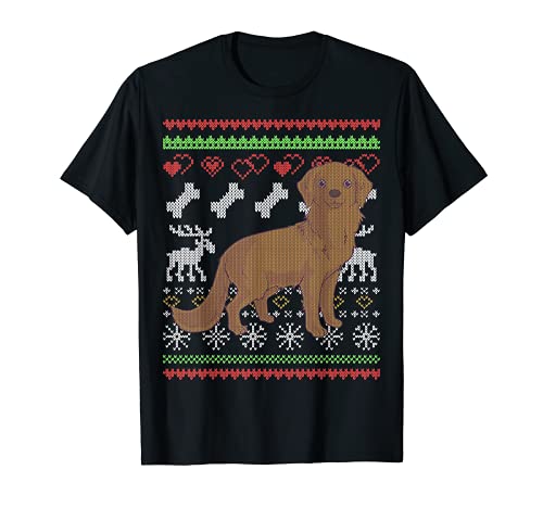 Golden Retriever Dog Santa Claus Ugly Christmas Pattern Maglietta