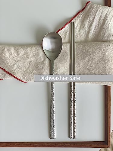 Cuillères et baguettes de table réutilisables en acier inoxydable brillant - 6