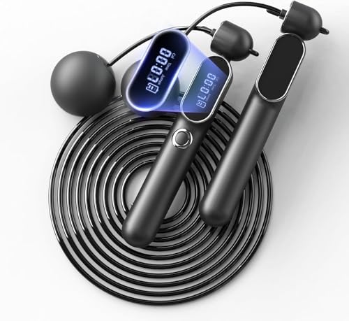 ATHSPO Cordless Jump Rope with Counter, Weighted Ropeless Skipping Rope for Fitness, Adjustable...